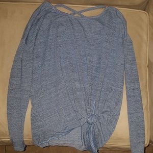 blue/gray loose long-sleeve shirt